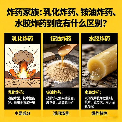永仁炸药家族：乳化炸药、铵油炸药、水胶炸药到底有什么区别？